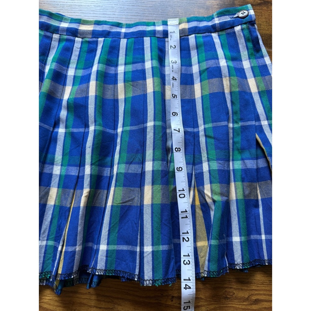 Pendleton Mini Skirt Womens 12 Blue Green Plaid Classic Pleated Skater‎ 90s Y2K - Picture 4 of 7